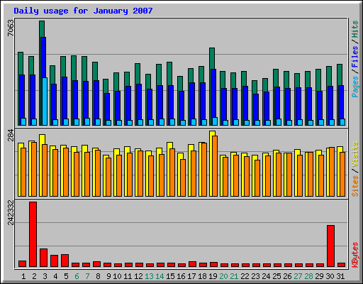 Daily usage for January 2007