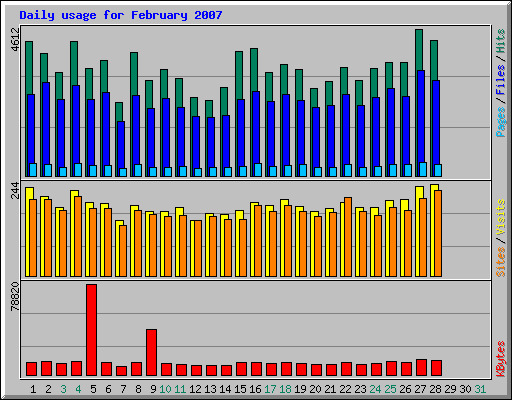 Daily usage for February 2007