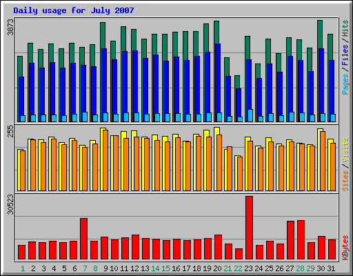 Daily usage for July 2007