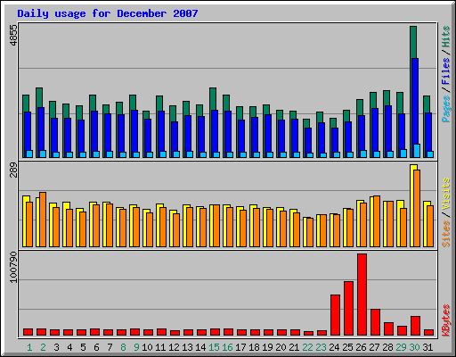 Daily usage for December 2007