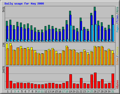 Daily usage for May 2008