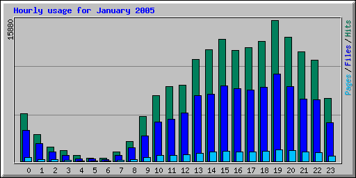 Hourly usage for January 2005