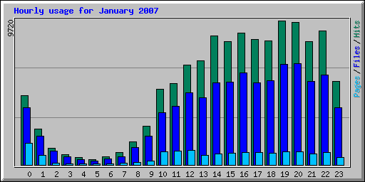 Hourly usage for January 2007