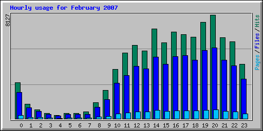 Hourly usage for February 2007