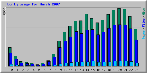 Hourly usage for March 2007
